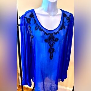 NWOT - Karen Kane XL Sheer Embellished Top